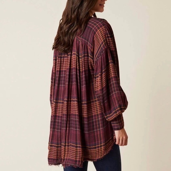 Free People Come On Over Oversized Plaid Size M - Picture 8 of 8